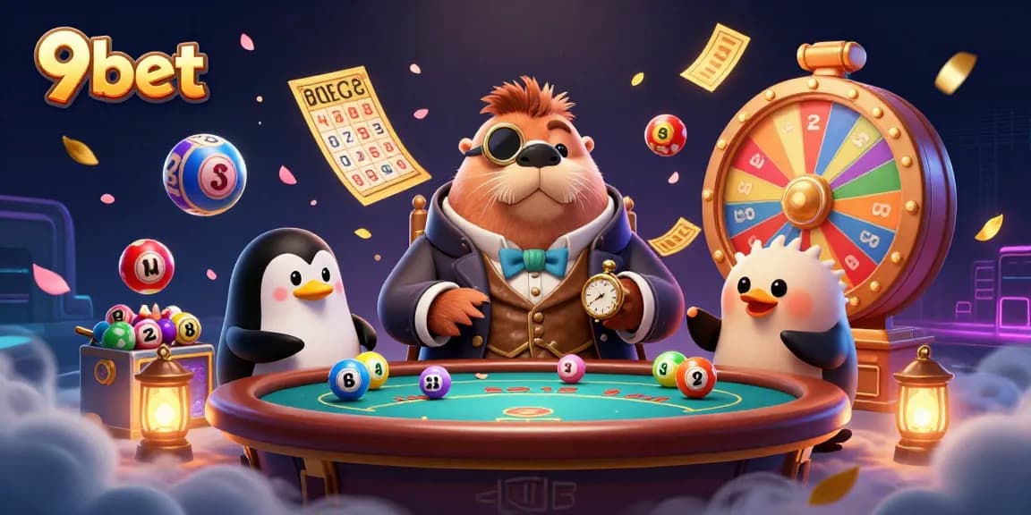 Experience gaming action at 9bet with cartoon characters at an underwater poker scene.