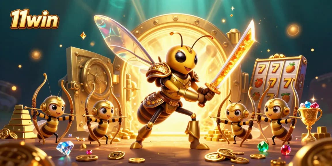 Join the action at 11win with vibrant casino elements in a dynamic 3D illustration.