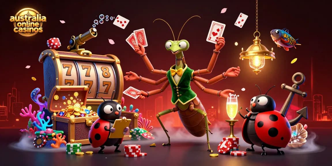 Engage with australia online casinos through vibrant play and winning moments in this rich, detailed illustration.