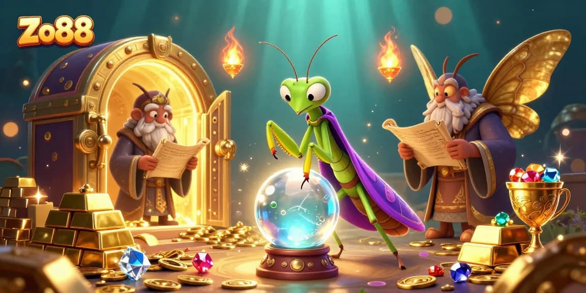 Experience the thrill of Zo88 with magical elements and vibrant treasures in this captivating illustration.