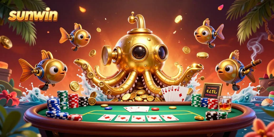 Bet on sunwin with excitement in this vibrant poker-themed 3D illustration