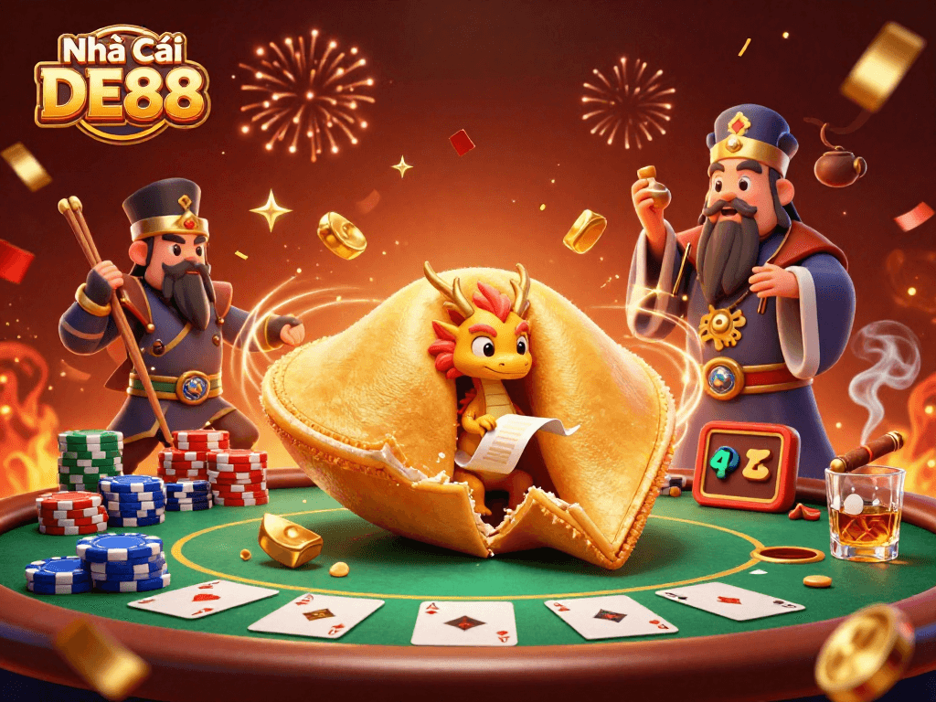 Engage with Nhà Cái DE88's exciting world of casino gaming featuring a vibrant, animated scene filled with action.