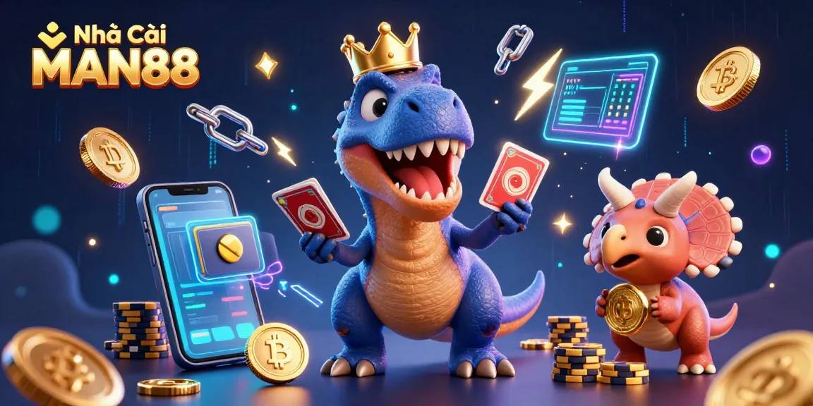 Engage in exciting gameplay with Nhà Cái MAN88 featuring dynamic T-Rex and casino elements.