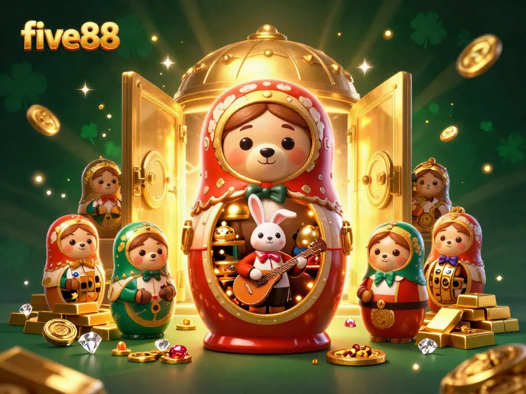 Experience the excitement of five88’s vibrant casino world with colorful elements and characters.