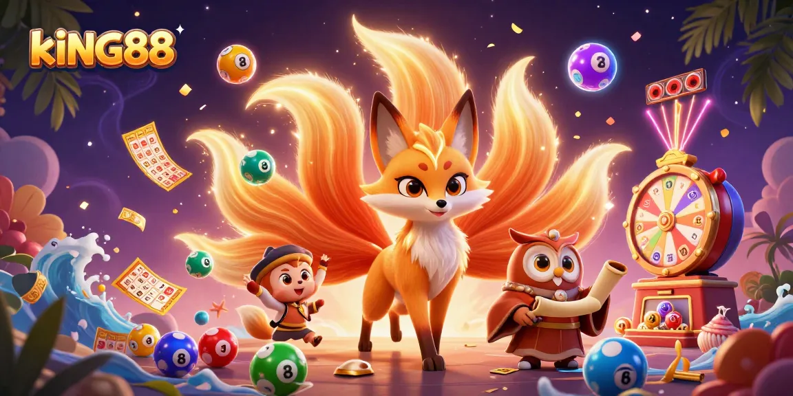 Experience the excitement of kING88 with vibrant lottery elements and colorful designs in this dynamic casino scene.