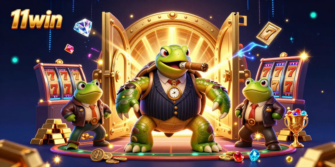 Experience thrilling wins with 11win's vibrant casino scene of characters and treasures.