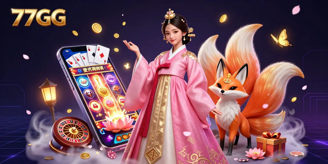 Experience thrilling wins at 77GG with elegant characters and exciting casino games illustrated dynamically.