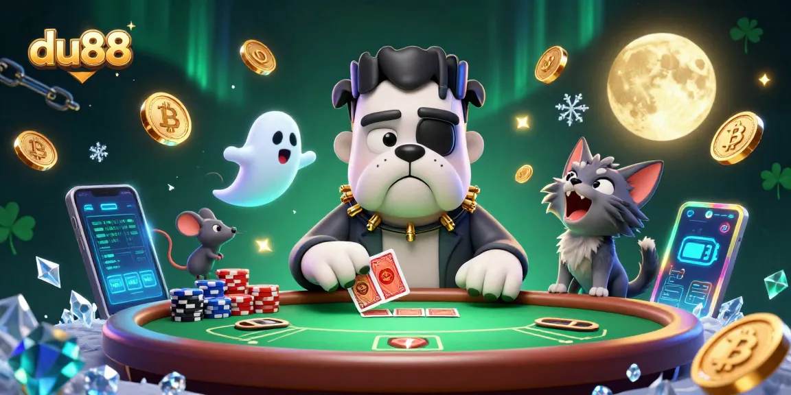 Experience thrilling poker action with du88's unique characters at a spooky casino table.
