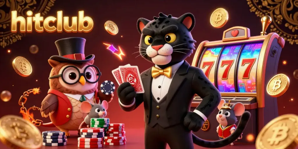 Experience hitclub's thrilling 3D casino scene with vibrant characters and dynamic gambling elements.