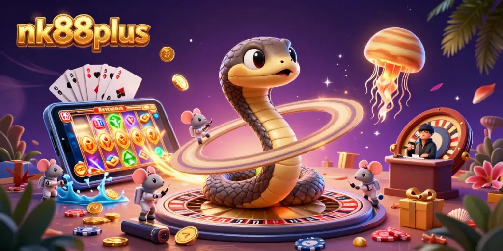 Engage with the thrilling universe of nk88plus, featuring a cosmic roulette scene with vibrant gaming elements.