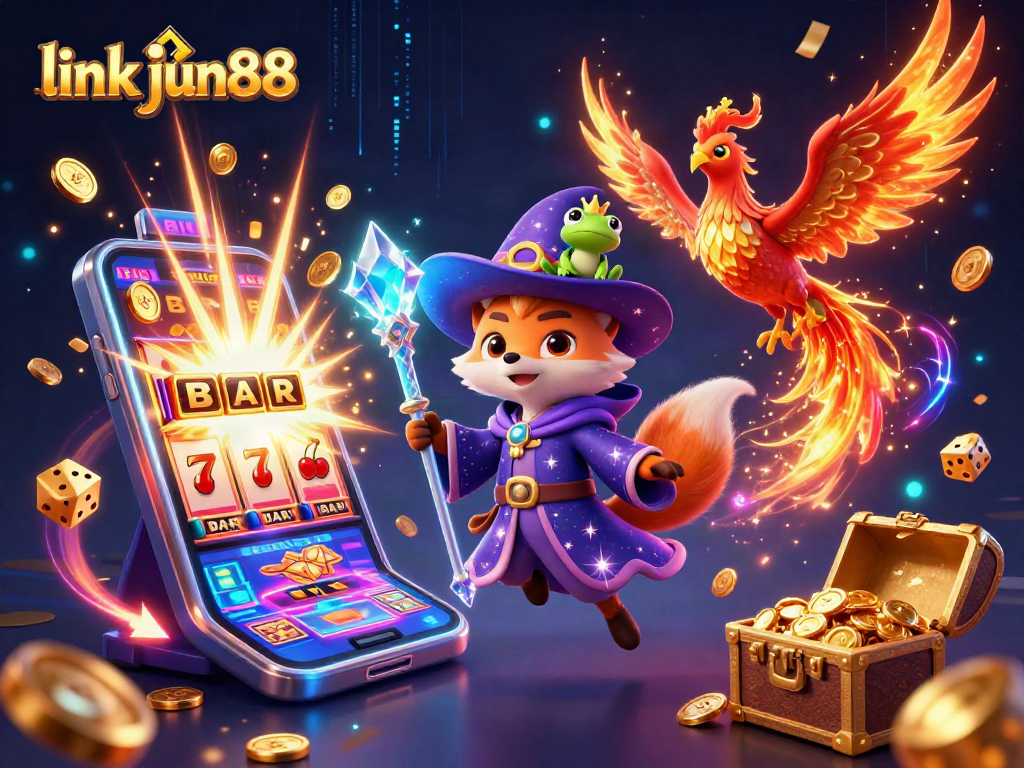 Engage in thrilling moments at link jun88 casino with vibrant 3D visuals of a magical wizard fox and jackpot!