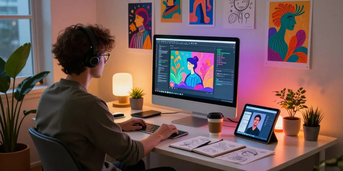 Person exploring 18+ ai art and chat interactions in a creative workspace
