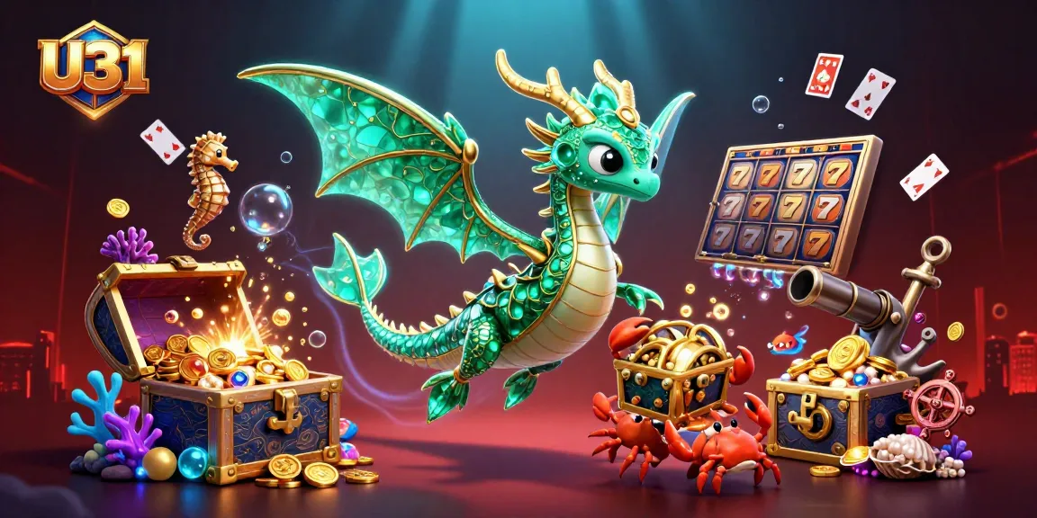 Experience thrilling gameplay at U31 with emerald sea dragon guarding treasures amid casino excitement.