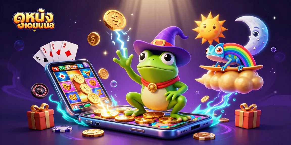 Engage with ดูหนังออนไลน์ featuring a storm of golden coins amidst a vibrant casino scene.