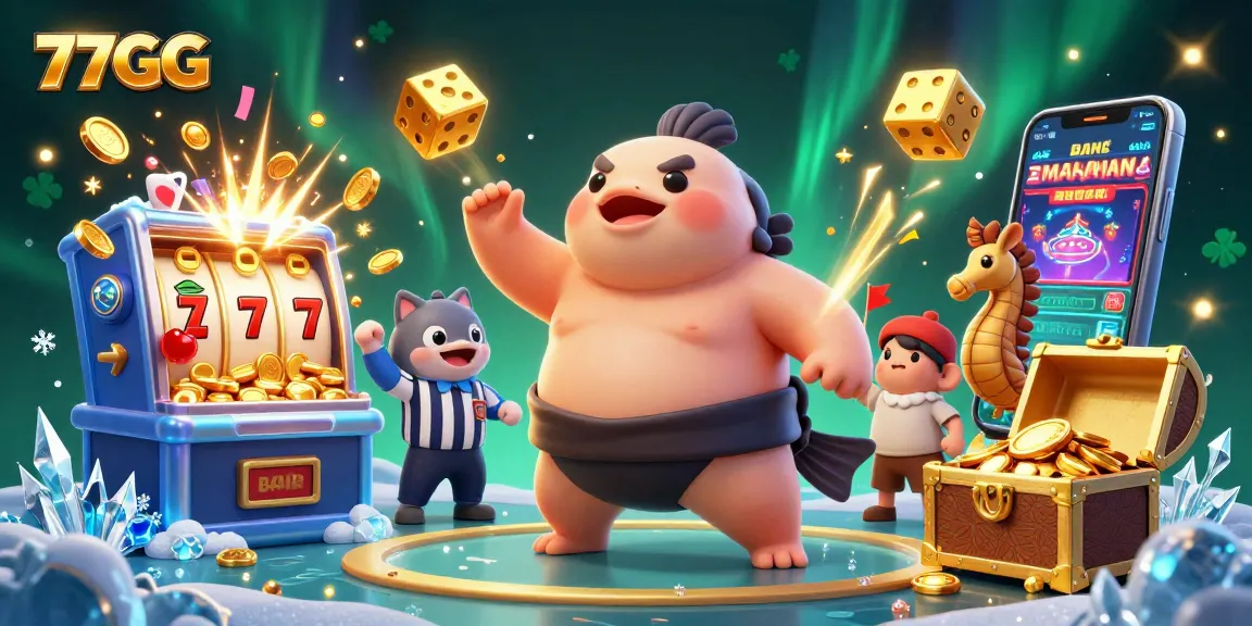 Experience gaming excitement with 77GG featuring dynamic underwater characters and vibrant casino elements.