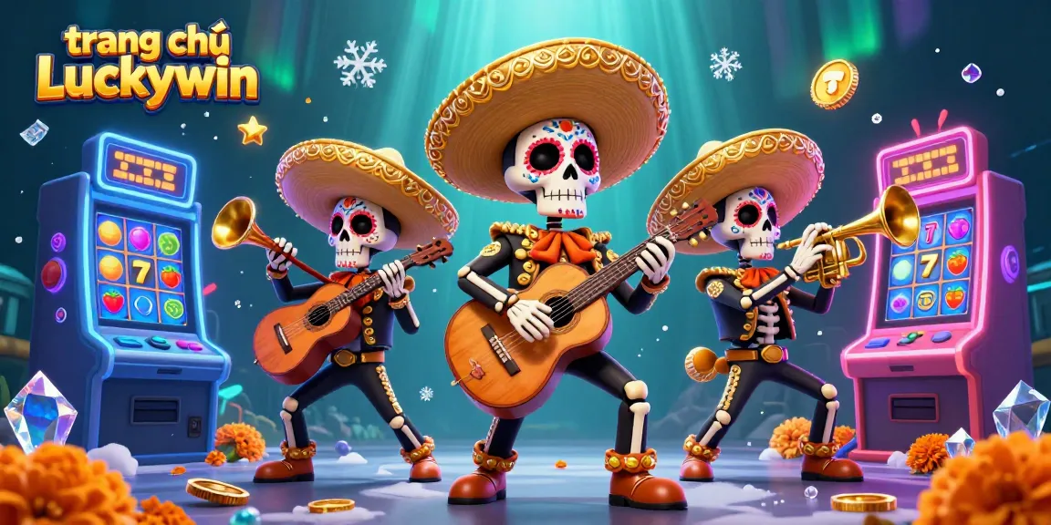Experience excitement at the trang chủ Luckywin with vibrant slot games and festive mariachi characters.