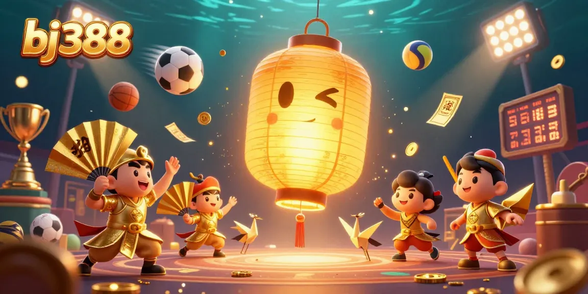 Experience thrilling gameplay at bj388, where a giant golden lantern spirit floats in a vibrant casino scene.