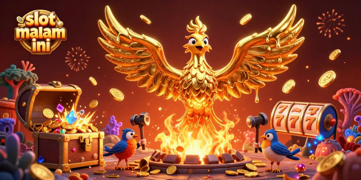Play slot gacor malam ini with vibrant 3D visuals of a phoenix and treasure, showcasing thrilling thrills.
