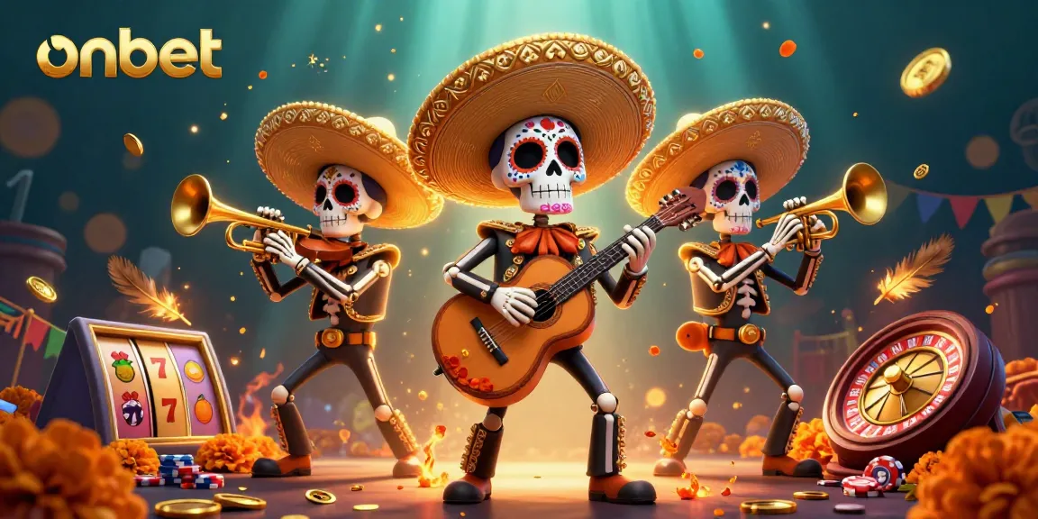 Experience thrilling games with onbet's vibrant casino scene featuring dynamic mariachi band elements.