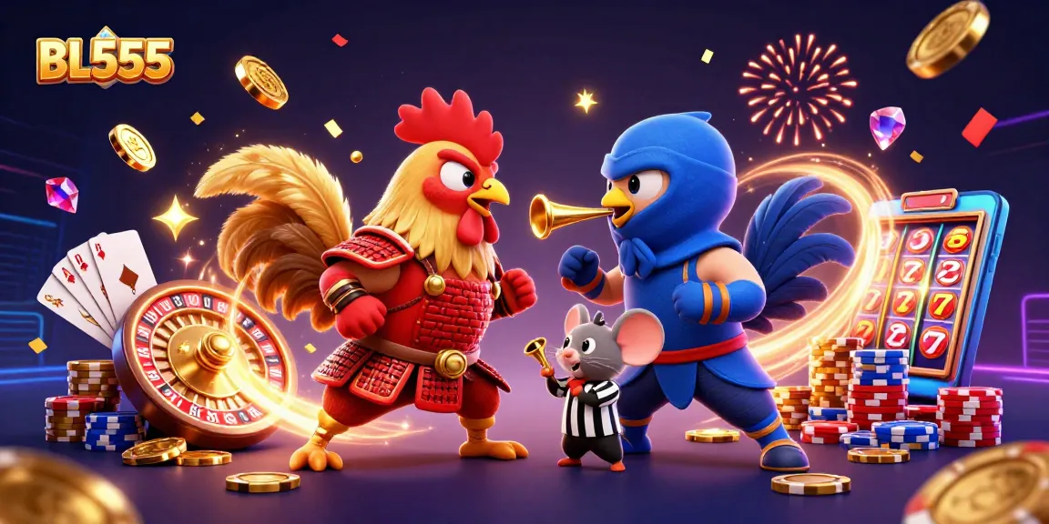 Engage in thrilling battles at BL555 with spectacular roosters, casino games, and vibrant graphics.